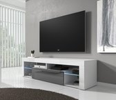 Meubella - Meuble TV Fancy - Grijs - Wit - 140 cm - avec LED