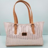 Elegante Schoudertas gemaakt van 100% natuurlijk kurk. Kleur: Naturel-Patchwork-Wit.