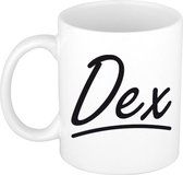 Dex naam cadeau mok / beker met sierlijke letters - Cadeau collega/ vaderdag/ verjaardag of persoonlijke voornaam mok werknemers