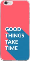 Apple iPhone 6/6S Telefoonhoesje - Transparant Siliconenhoesje - Flexibel - Met Quote - Good Things - Rood