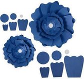 Papieren bloemen, blauw, d: 15+25 cm, 230 gr, 2 stuk/ 1 doos