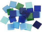 Mini mozaiek, blauw/groen harmonie, afm 10x10 mm, 25 gr/ 1 doos