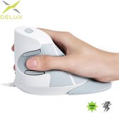 Delux - M618 BU - Bedraad - Anti-RSI / Muisarm - Ergonomisch - Verticale Muis - Gaming muis - herprogrammeerbare knoppen - 800 / 1000 / 1600 DPI - Verwijderbare Polssteun - 6 Knoppen - Plug &