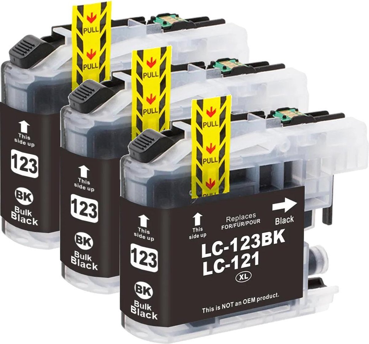 MediaHolland® Huismerk Cartridges LC123BK LC123 Zwart geschikt voor Brother Multipack 3 stuks