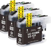 MediaHolland® Huismerk Cartridges LC123BK LC123 Zwart geschikt voor Brother Multipack 3 stuks