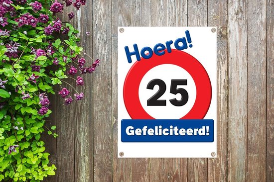 Décoration de Jardin Anniversaire - 25 Ans - Félicitations - 30x40 cm