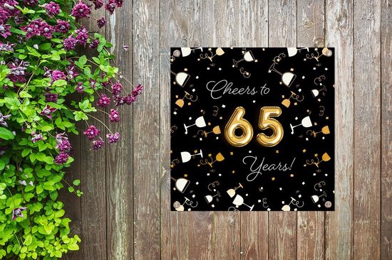 Tuindoek Verjaardag - 65 Jaar - Goud - 100x100 cm - Verjaardag