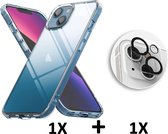 iPhone 13 Mini Hoesje Transparant & Camera Lens Glazen Screenprotector - Siliconen Back Cover