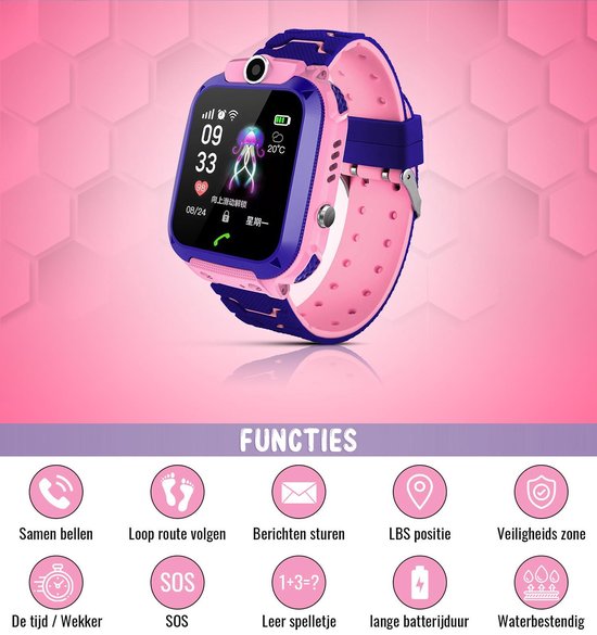 GPS Horloge kind Smartwatch kinderen GPS tracker 4G SOS Functie