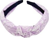 Haarband Diadeem Knoop Paisley Print Wit Lila Paars