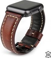 Q-DESYN Apple Watch bandje - Leer - 42 mm - 44 mm - 45 mm - Bruin