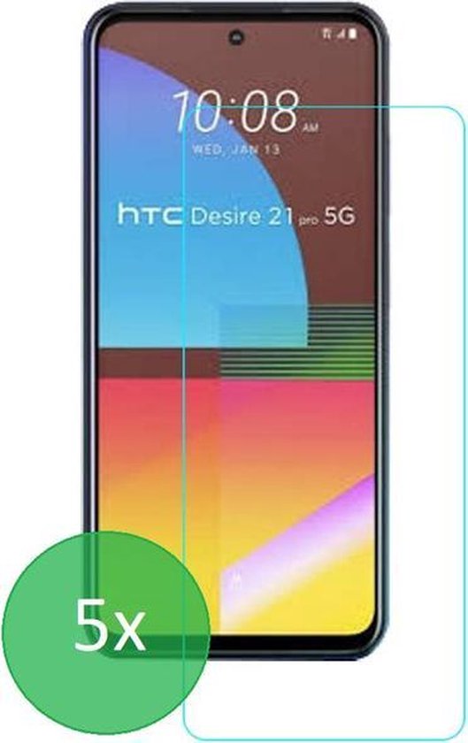 Geschikt Voor: HTC Desire 21 Pro - 5x Screenprotector - screen protector - glas - bescherm - beschermglas