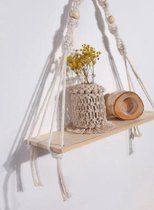 macrame wanddecoratie  met plank 35 x 10 cm