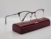 +2,5 Dames bruine leesbril / bril op sterkte +2.5 / Leuke trendy dames montuur met microvezeldoekje / lunettes de lecture / 104 ALAND OPTIEK leesbrillen dames