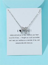 Ketting met hanger letter M met strass zilverkleur