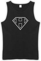 Zwarte Tanktop met letter H “ Superman “ Logo print Wit Size XXXXXL