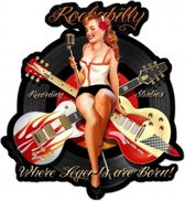 Rockabilly Recording Studios Pin Up Zwaar Metalen Bord 61 x 56 cm