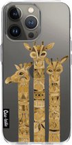 Casetastic Apple iPhone 13 Pro Hoesje - Softcover Hoesje met Design - Sepia Giraffes Print