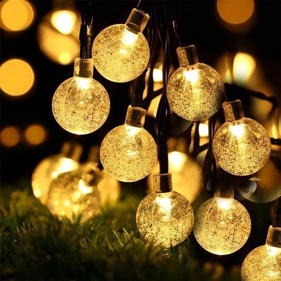 Éclairage de jardin à LED Solar avec USB et télécommande | Boules de cordon lumineux sur l'énergie solaire | Décoration de jardin | Éclairage de Noël | 9 mètres | 50 lumières LED | Éclairage festif | Étanche |  Trop beau pour le jardin | Blanc chaud