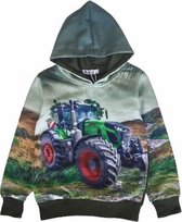 S&c Sweater / Hoodie met trekker / tractor - groen -  Fendt - maat 110/116 (6)