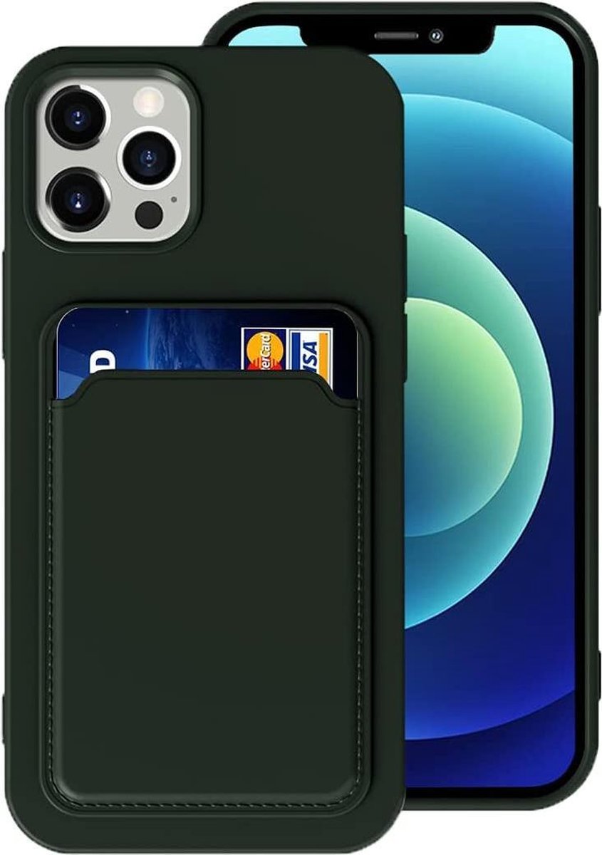 Geschikt voor iPhone 13 Pro Hoesje met Pasjeshouder - Groen