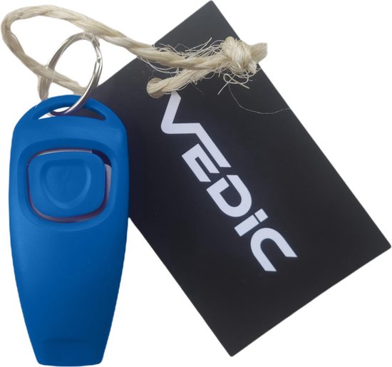 VEDIC® - Luxe clicker met fluit - Blauw - Bevestigingsring - Hondentraining - Clicker hond - Trainingshulp - Huisdieren