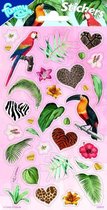 stickers Jungle 20 x 10 cm papier roze 34 stuks