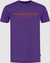 Purewhite -  Heren Slim Fit    T-shirt  - Paars - Maat S