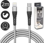 iPhone Lightning Kabel 2 Meter - Oplaadkabel USB-C - Ultra Sterk Metalen behuizing - Nylon Kabel