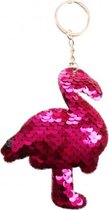 sleutelhanger 10 x 7,5 cm fuchsia pailletten