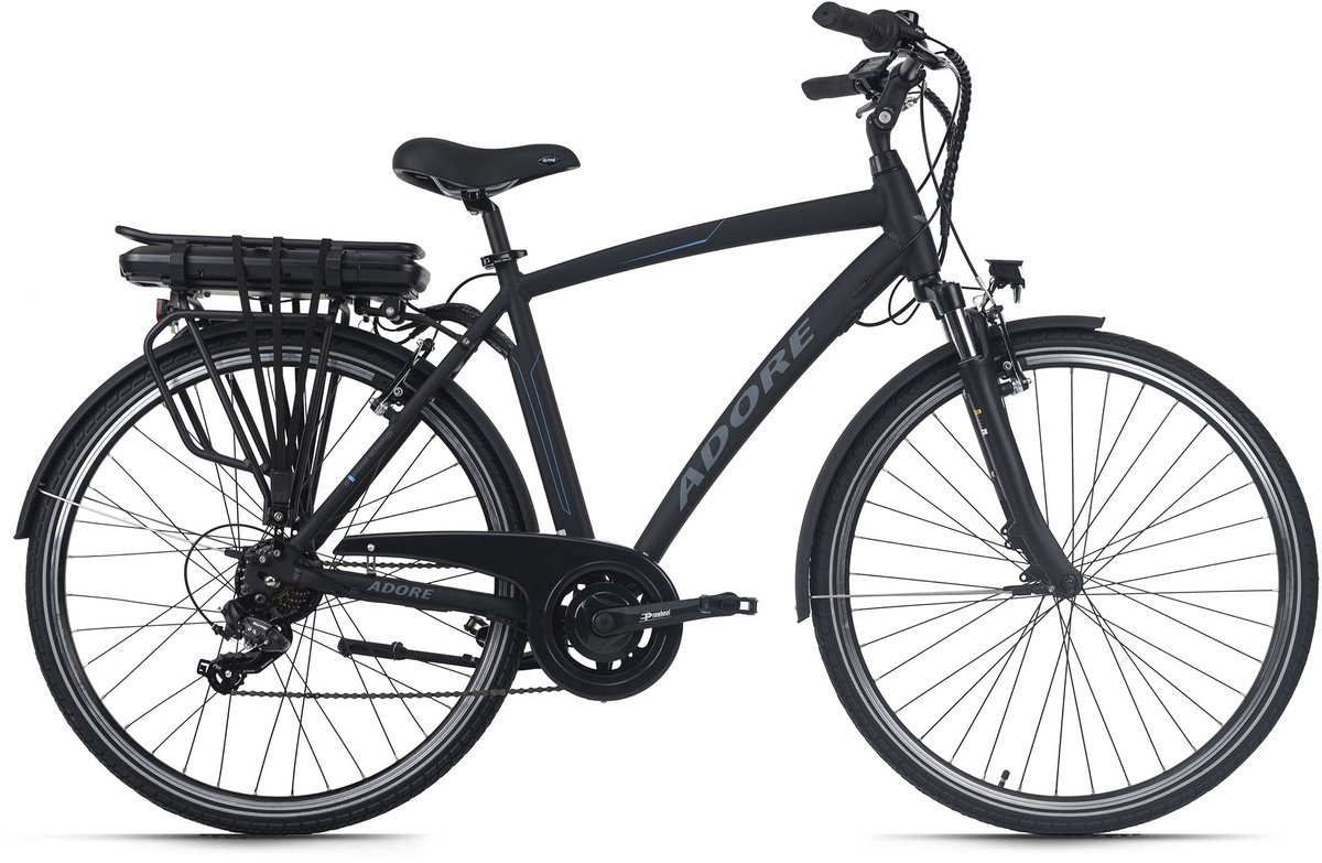 ADORE Versailles 28" E-Bike – Alu City Herren Pedelec, zwart, 250 Watt, Li-Ion 36V/10,4Ah, 7 versnellingen – foto 7
