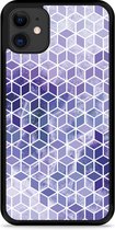 iPhone 11 Hardcase hoesje Paars Hexagon Marmer - Designed by Cazy