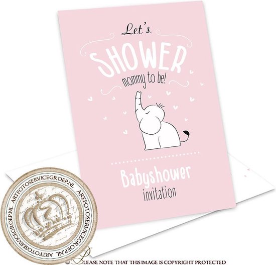 Babyshower uitnodigingen 8 stuks