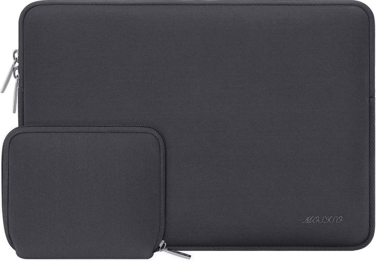 Selwo™ Laptophoes van waterafstotend neopreen, met klein etui voor accessoires., Space grijs 13-13,3 inch (33 -33,8 cm)