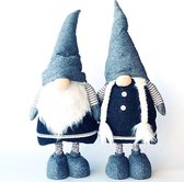 Wichtel - Kerst - Plush - Grijs-blauw - Jongen en Meisje - Set van 2 - 115 cm