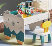 Leuke Kindertafel Houten 68*55*50cm + 2 Stoelen + 2 opbergdozen - Studeertafel, Speeltafel, Tekentafel - Multifunctionele Bouwblok Constructie Tabel, Schrijfblad - Bouwtafel compatibel met gr