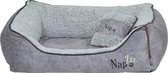 NapZZZ Hondenmand Divan met kussen Duo Eco leder Grijs-soft S 80x60x25 CM