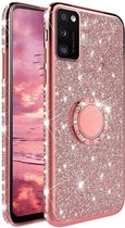 Samsung Galaxy A41 Magnetische Back cover - Roze - Glitter - Soft TPU