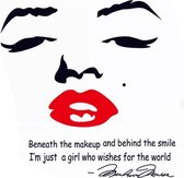 ElitDeco Verwijderbare Muursticker | Marilyn Monroe Kiss & Quote - 50x70CM | Muurdecoratie | Wanddecoratie | Raamsticker | Beautysalon