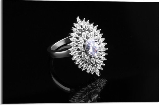 Acrylglas - Grote Ruitvormige Diamanten Ring - 60x40cm Foto op Acrylglas (Wanddecoratie op Acrylglas)