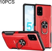 Voor Samsung Galaxy A51 5G 10 PCS Shield Armor PC + TPU Beschermhoes met 360 Graden Rotatie Ring Houder (Rood)