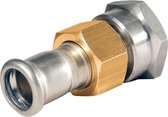 Bonfix Press - RVS 316 - perskoppeling - 3-delige koppeling (messing - wartel -) - 3/4" x 15 mm - met vlakke dichting - konische  - bi.dr. x Press - KIWA - DVGW - WRAS keur