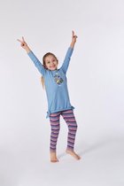 Woody pyjama meisjes - blauw - wasbeer - 212-1-TUL-S/858 - maat 152