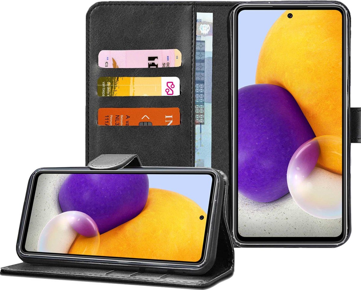 Hoesje geschikt voor Samsung Galaxy A72 - Book Case Portemonnee Hoesje Zwart