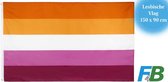 Drapeau lesbien F4B | 150x90 cm | Drapeau de la Pride | LGBTQ+ | Gay Pride | Drapeau lesbien | 100% Polyester | Yeux en Messing | Résistant aux intempéries
