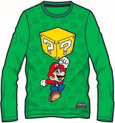 Super Mario T-shirt Lange mouw - Groen. Maat 152 cm / 12 jaar