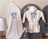 SZN DESIGNS| gepersonaliseerde| baby badjas en badcape set geborduurd| blauwe/kroon