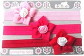 haarband Rose meisjes nylon roze/rood/wit 3 stuks