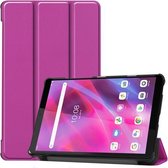 Voor Lenovo Tab M8 3rd Gen Custer Textuur Horizontale Flip Leather Case met Drie-opvouwbare Houder (Paars)