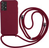 Samsung Galaxy A72 Hoesje Bordeaux Rood - Siliconen Back Cover met Koord